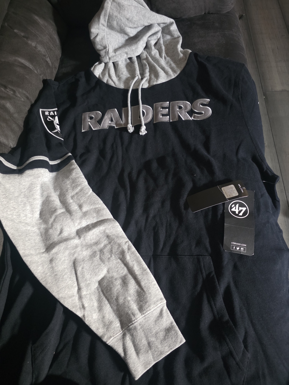 47 Raiders Black & Gray Pullover Hoodie